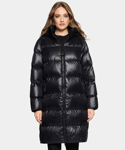 svart glansig dunkappa