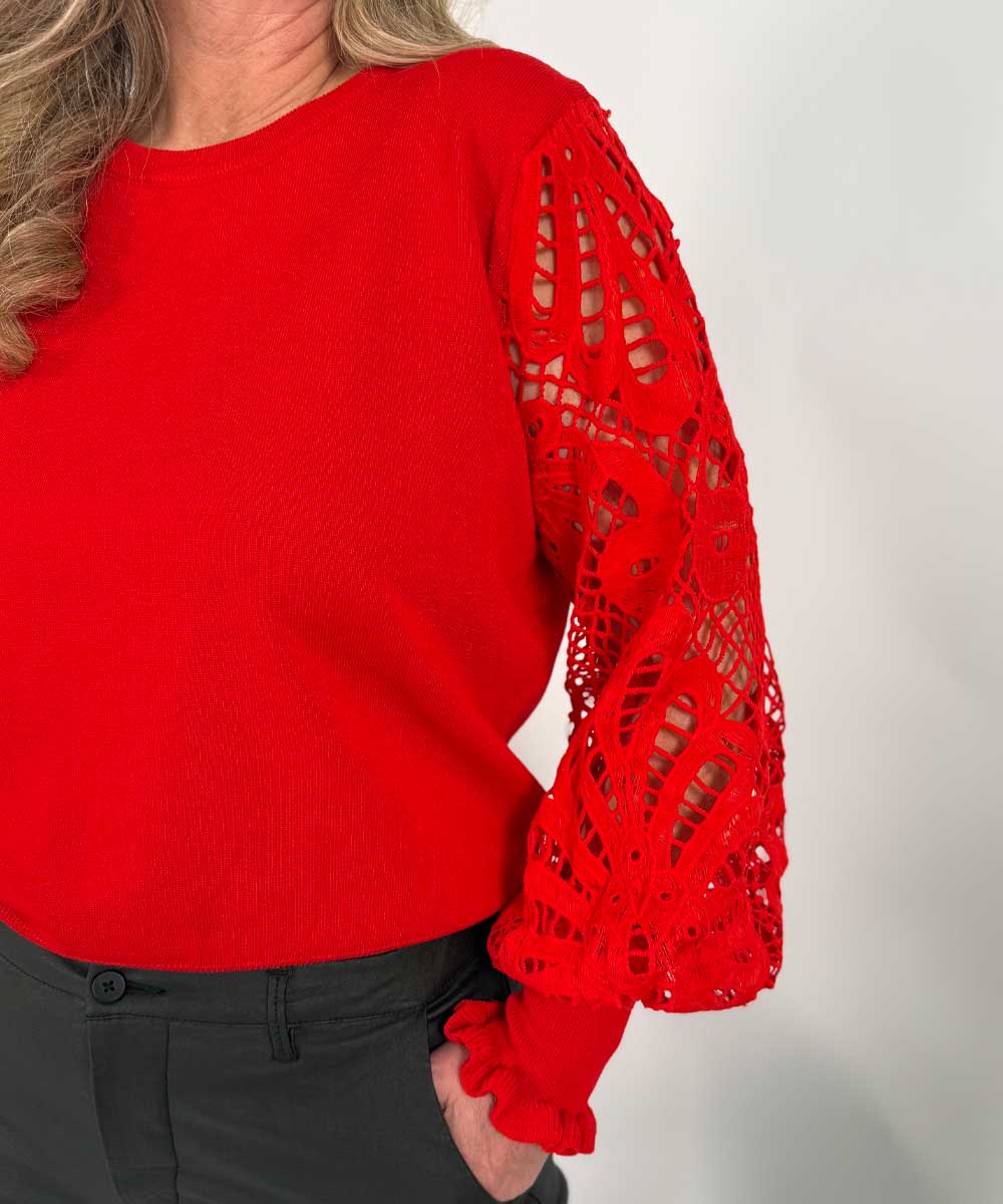 detaljer röd tröja