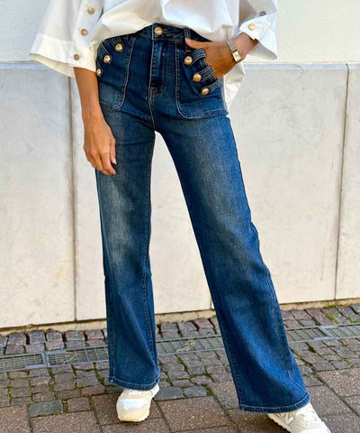 Blå jeans med snygga detaljer