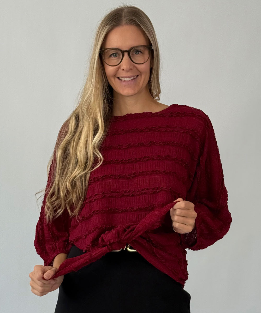 Vinröd topp med knyt