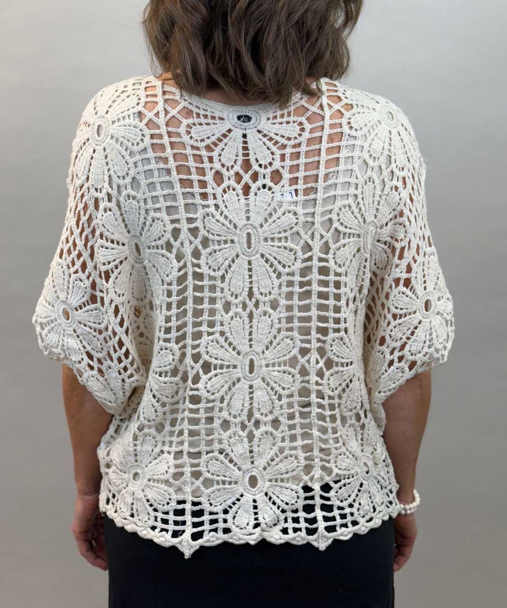 Beige virkad topp baksida
