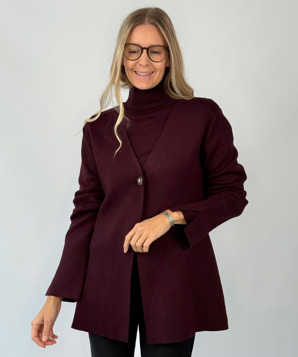 ELLINOR Cardigan - Vinröd