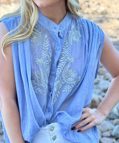detaljer blå blus