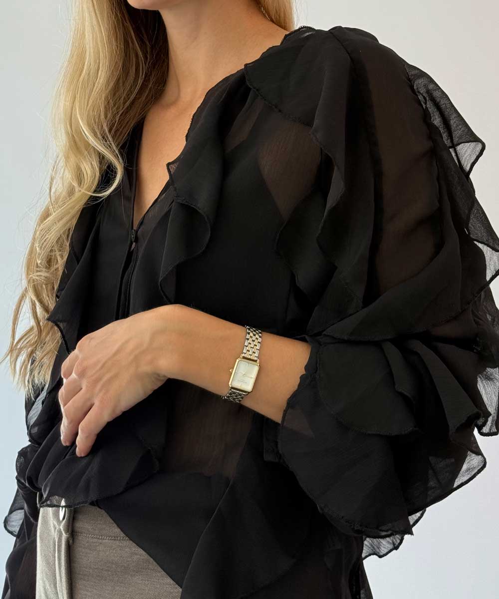detaljer svart blus