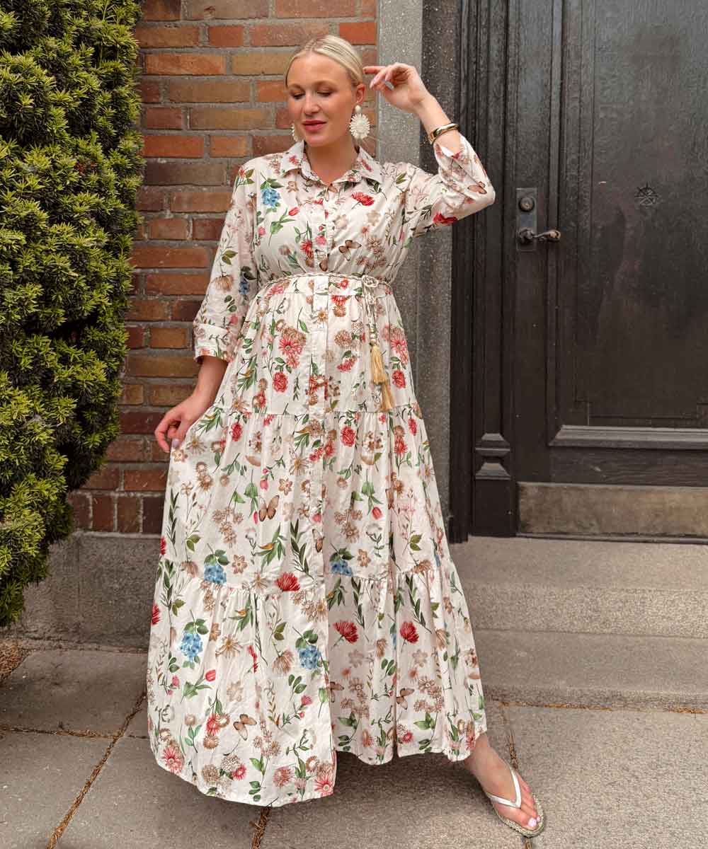 Skjortklänning med blommönster