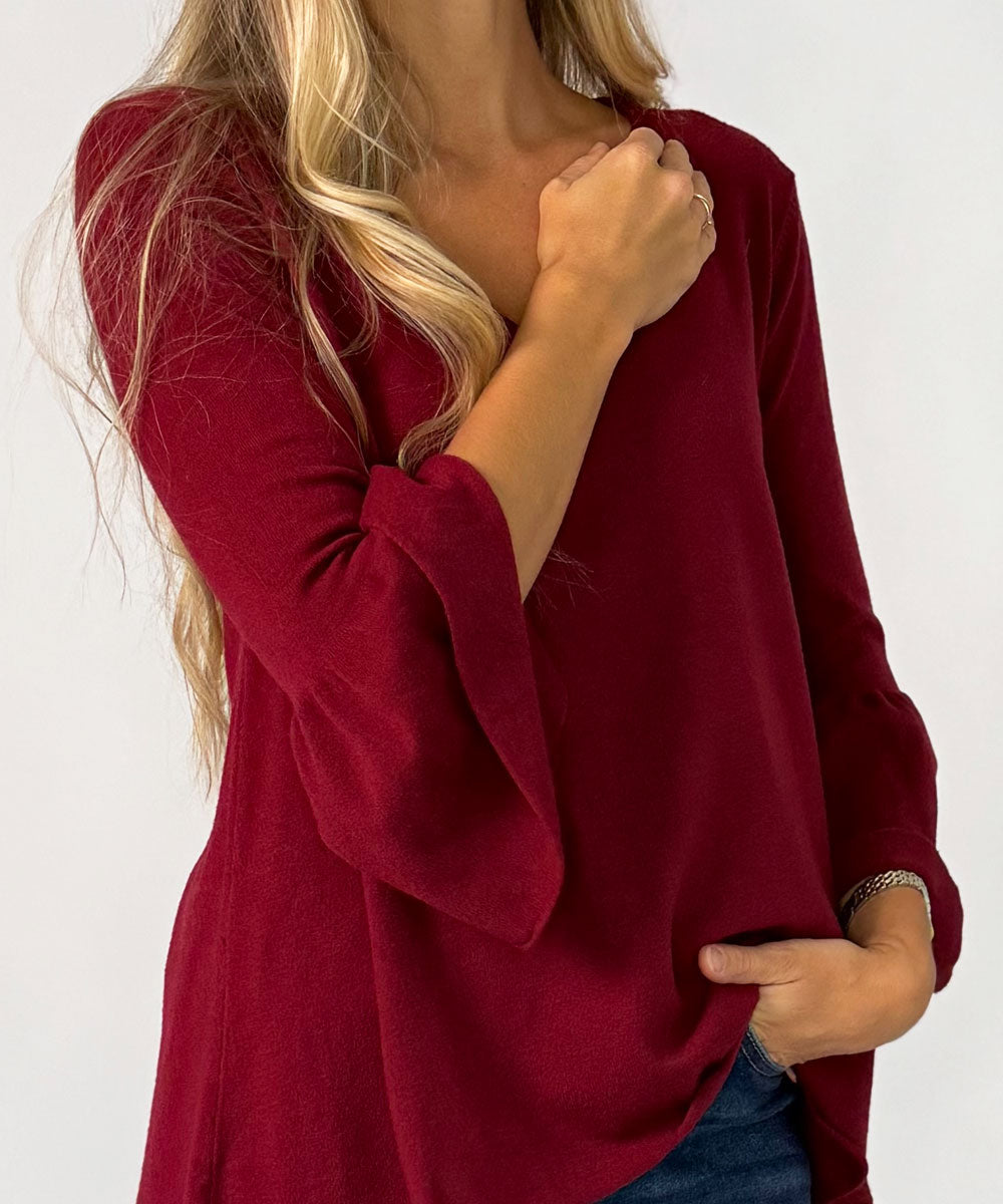 detaljer vinröd jumper