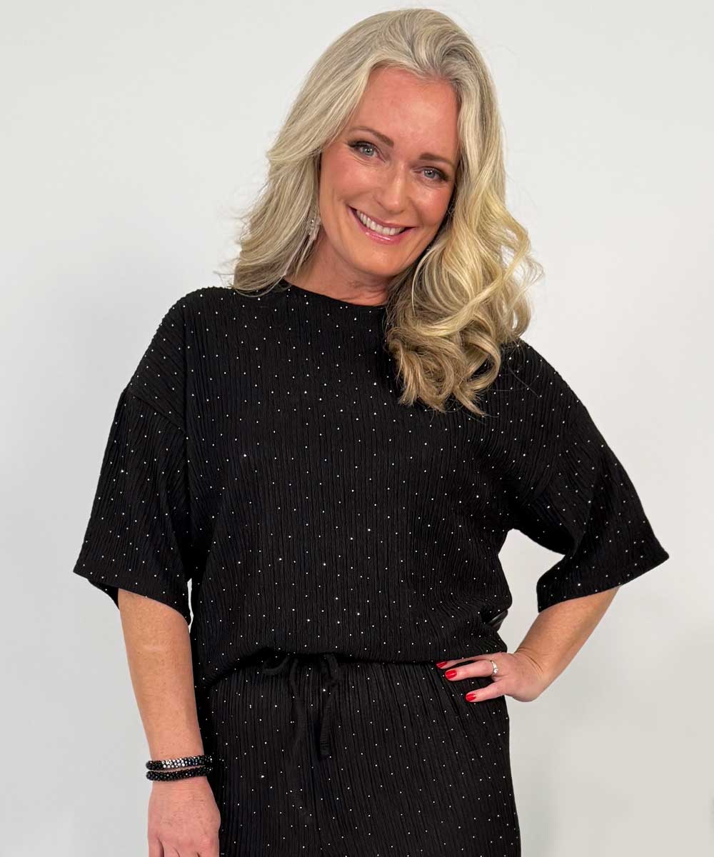 svart glitter topp