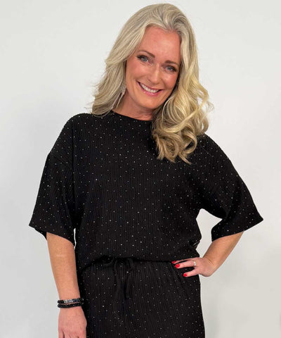 svart glitter topp