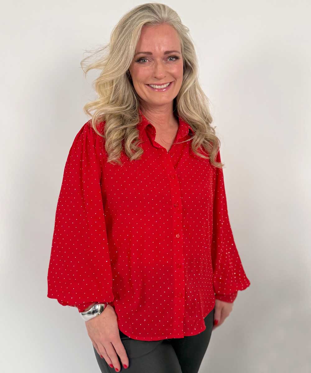 Röd blus med glitter