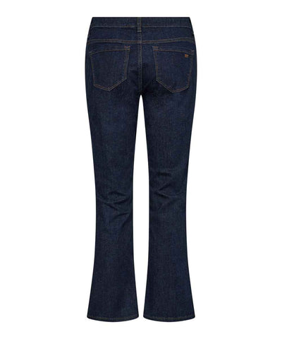 flare blå jeans bak