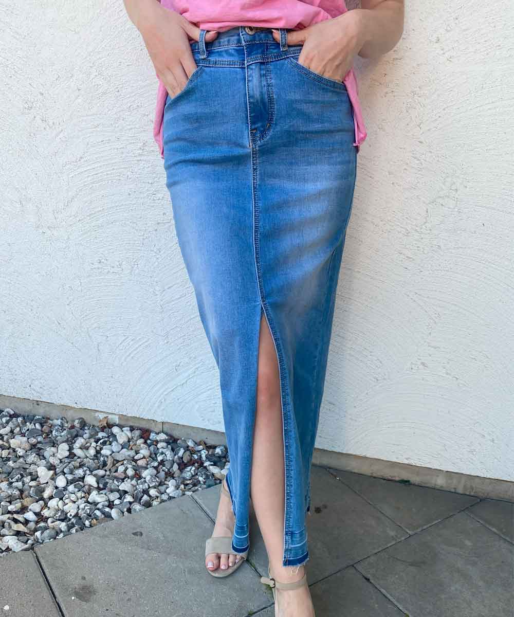 lång jeanskjol med slits