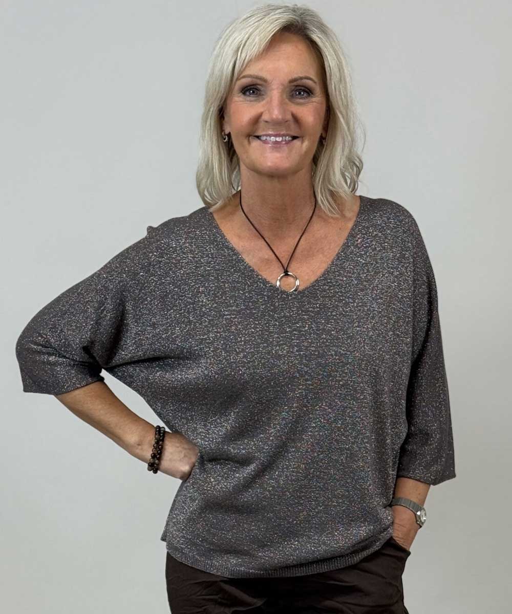 Brun glittrig topp