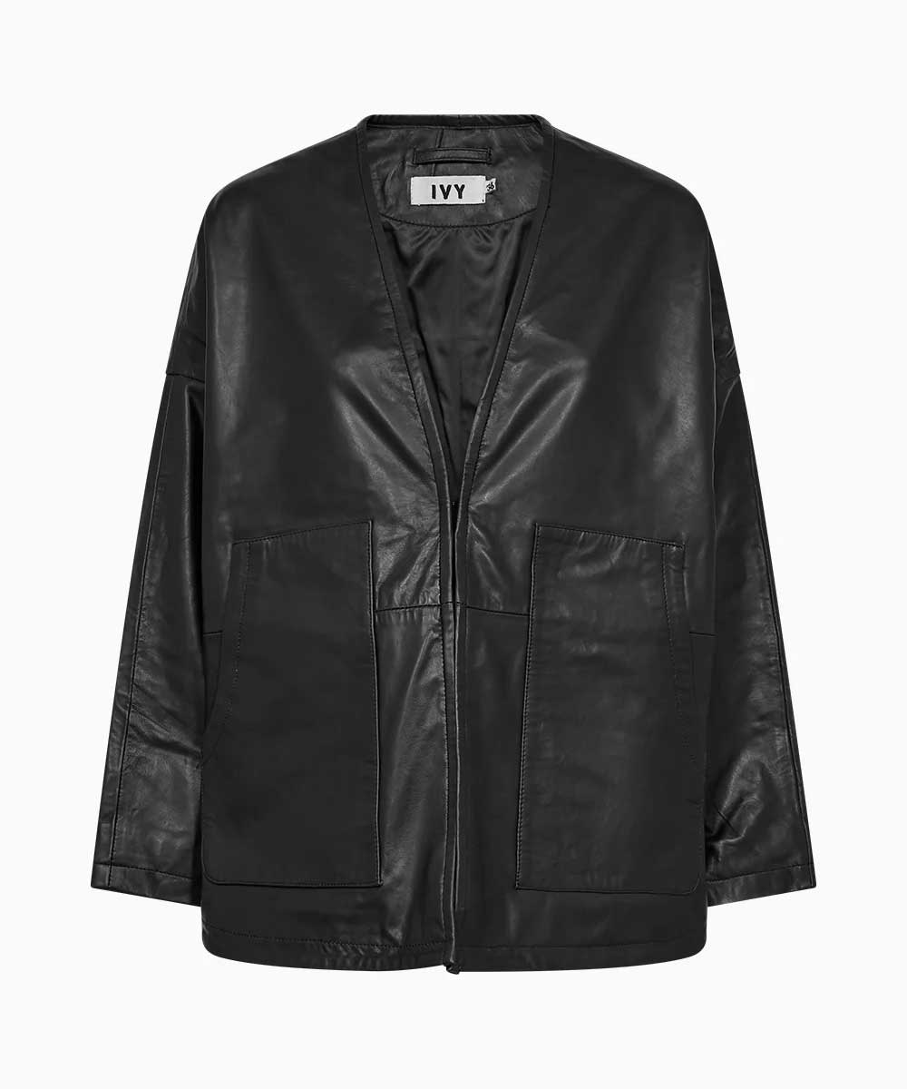 svart cardigan i skinn