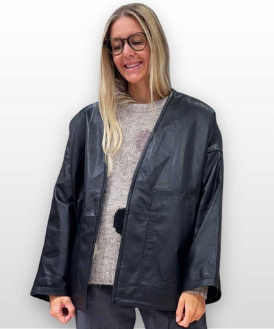Svart skinn cardigan