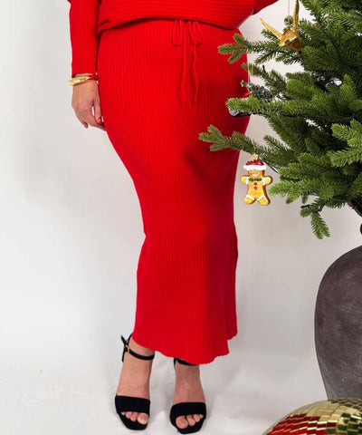 LOVA 2-delat stickat set - Röd