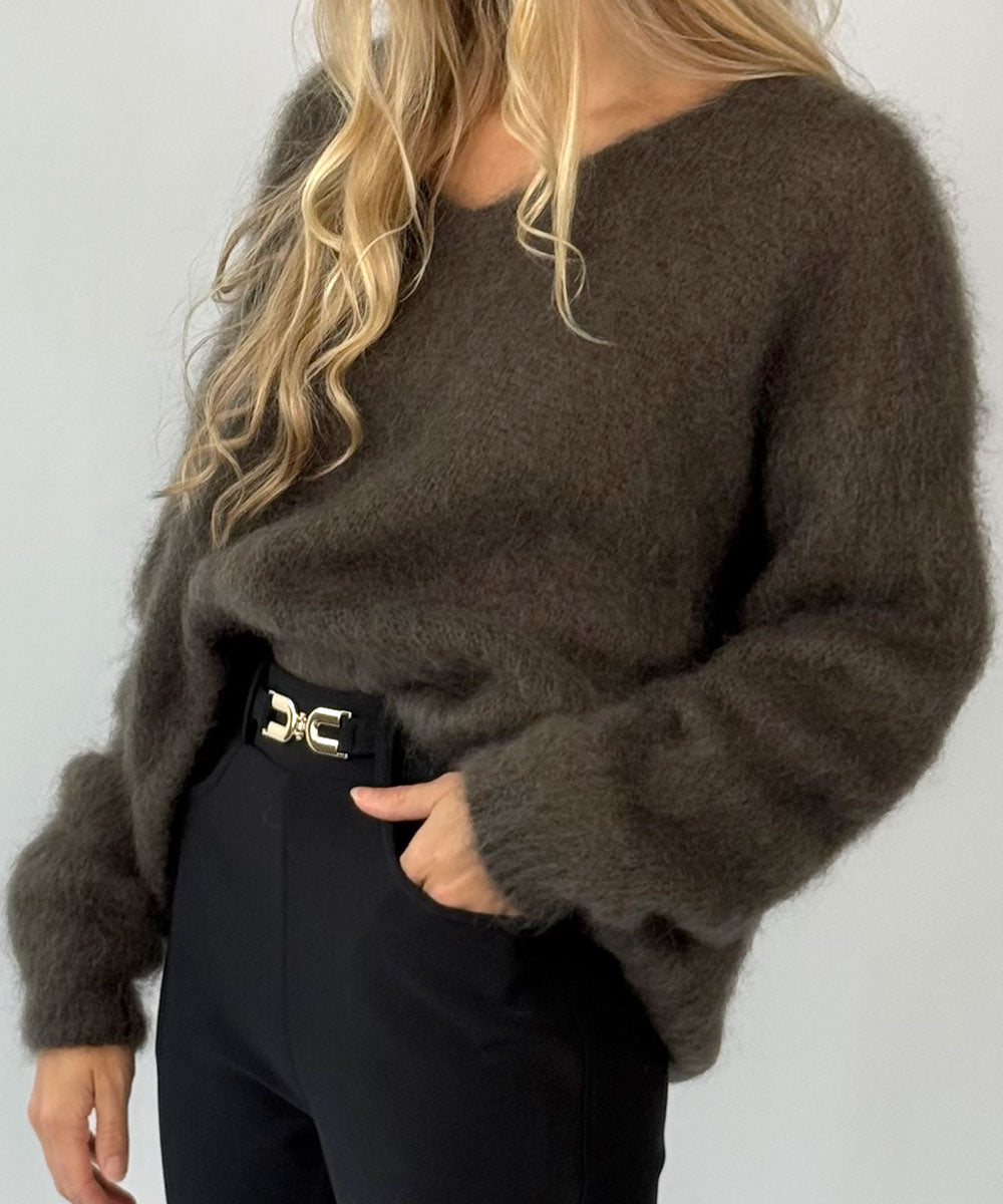 mohair i mörk khakigrön