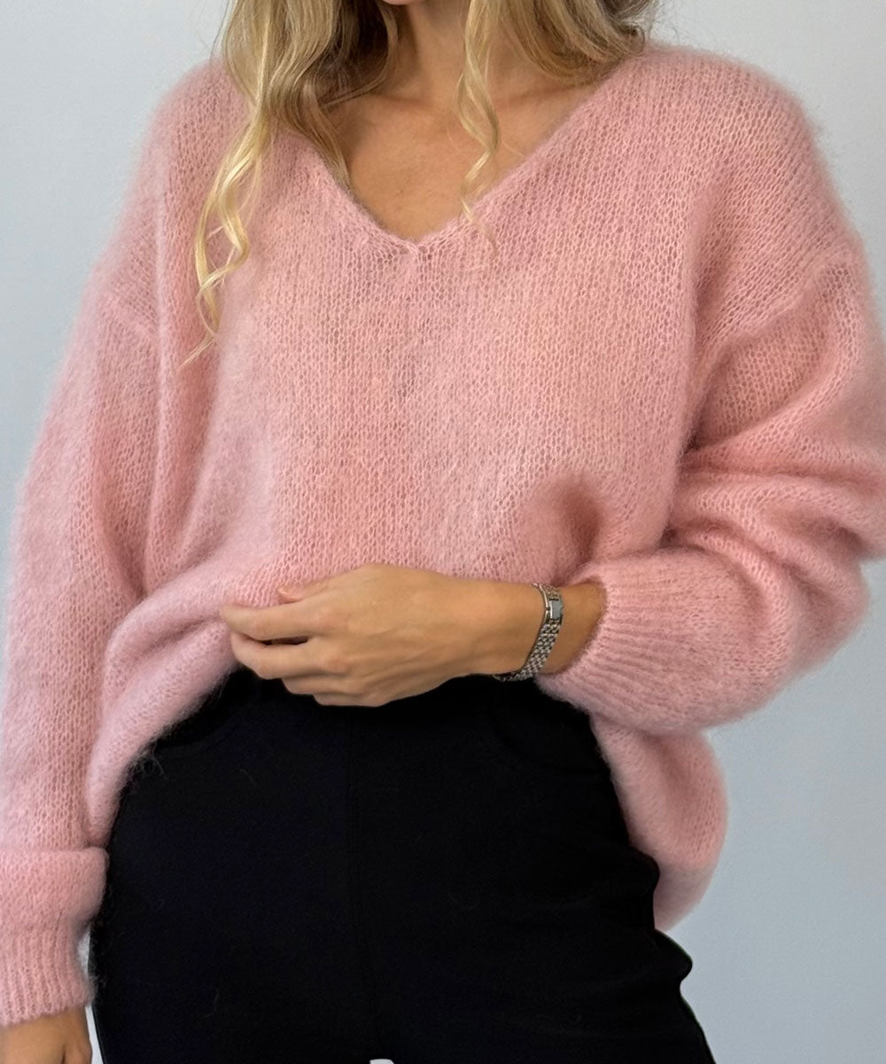mohair tröja i rosa