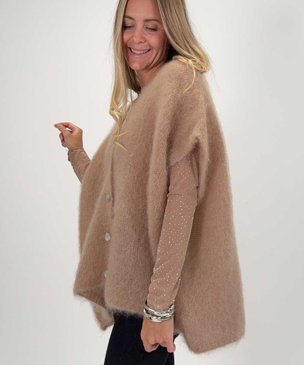 camelfärgad väst