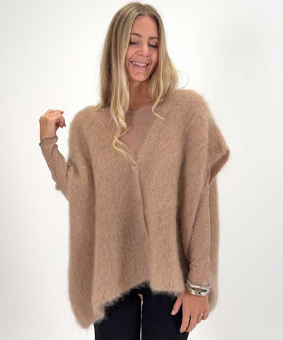 mohair väst i camelfärg