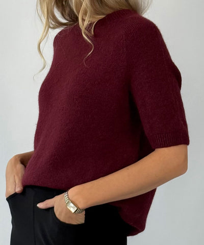 mohair tröja i vinrött