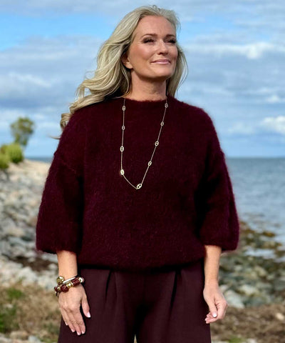 Mohair tröja i vinröd