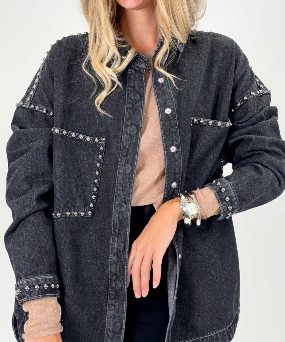 detaljer jeansskjorta