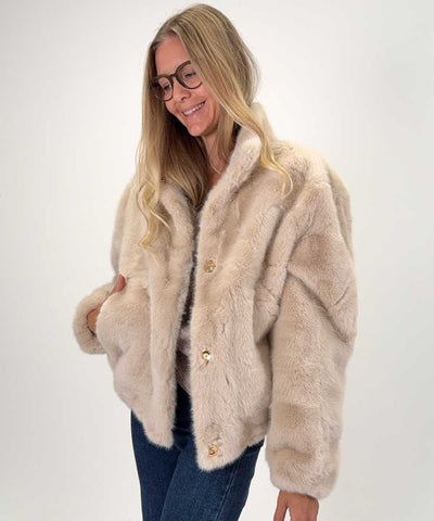 Päls jacka i beige