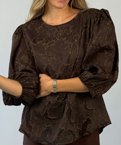 detaljer brun blus
