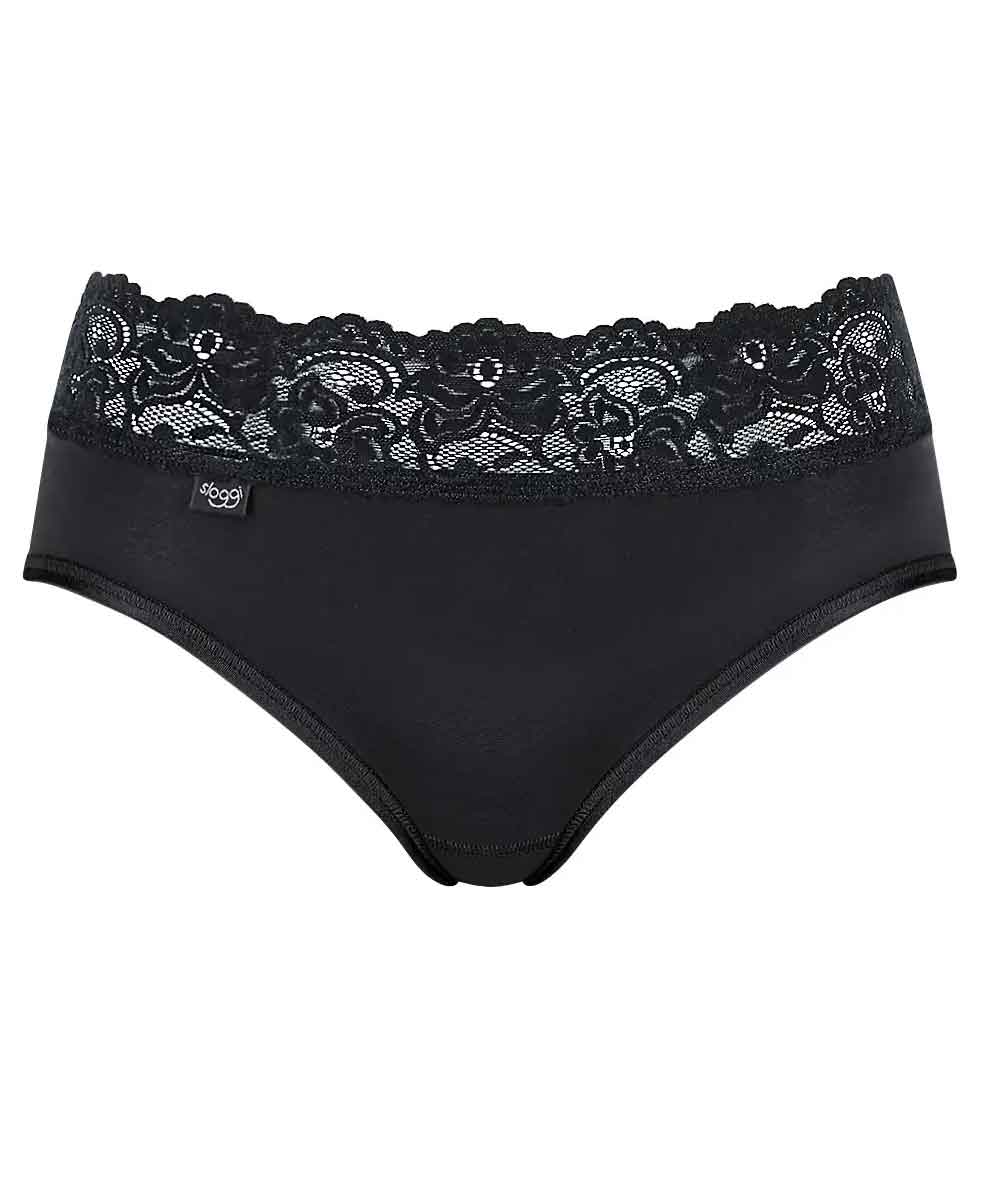 trosa i svart med spets