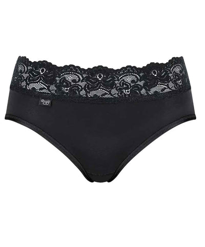 trosa i svart med spets