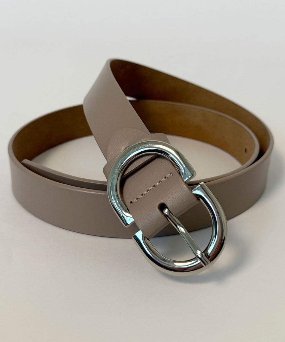 SKINNBÄLTE 3cm Silverspänne - Beige