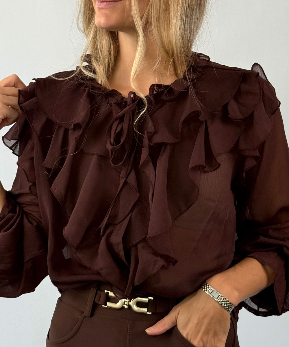 detaljer blus med volanger