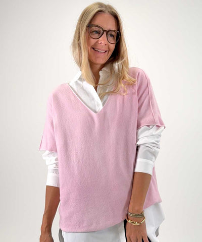 Stickad rosa med kort ärm