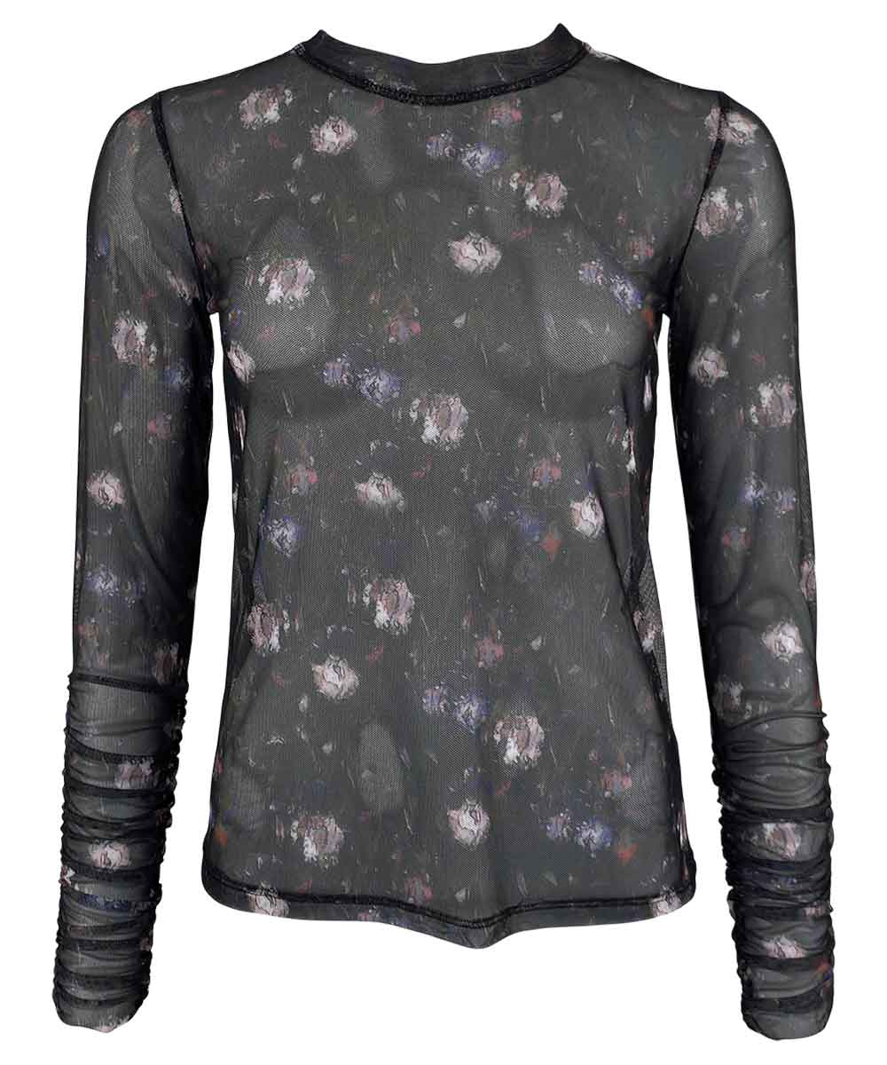 Mesh topp med blommigt print