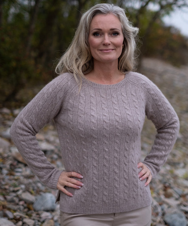 ABBY Cable Cashmere Pullover - Brun