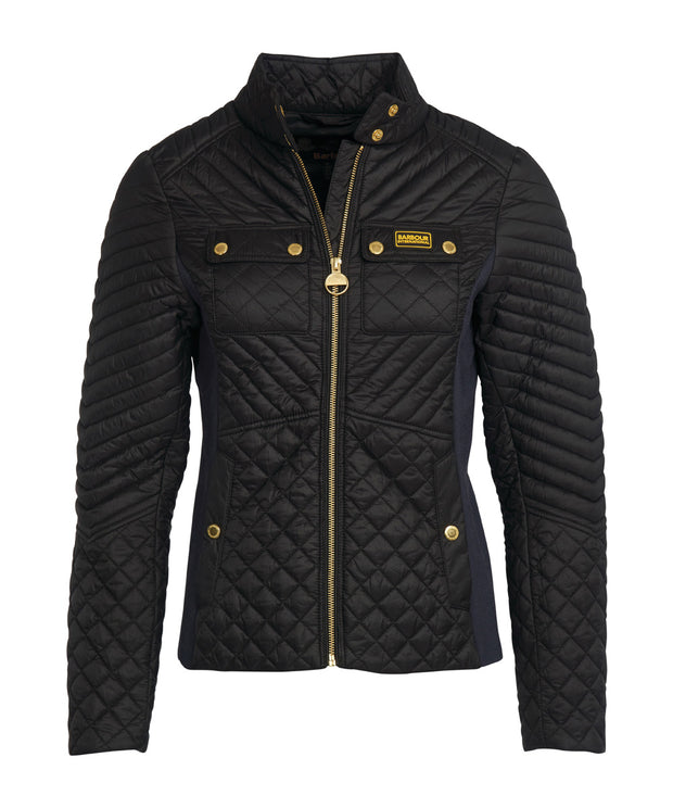 En svart quiltad jacka från Barbour.