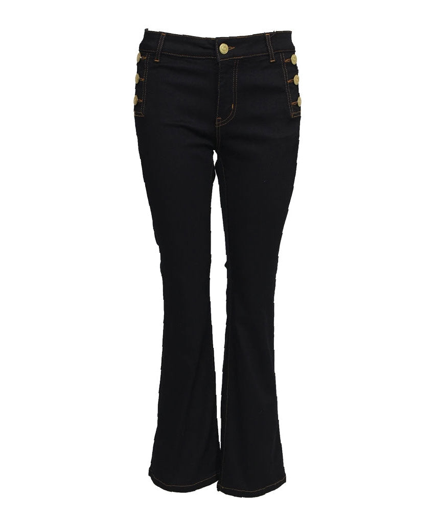 Mörka blåa jeans med knappar