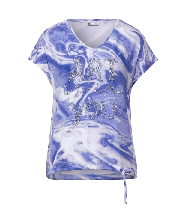 Trendig t-shirt i blå batiklook från Street One